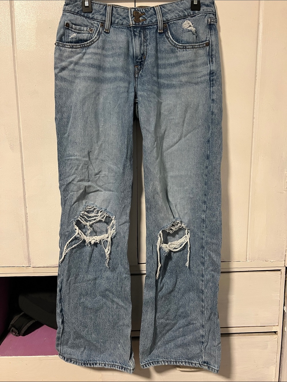 Women’s Levi’s Light Blue Distressed Wide-Leg Jeans